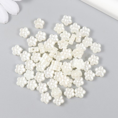 Beads for creativity plastic "Pearls of micro flowers" set 60 pcs 0.5x0.9x0.9 cm-1