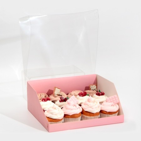 Confectionery box with PVC lid, packaging, "pink", 25 x 22.5 x 10 cm-2