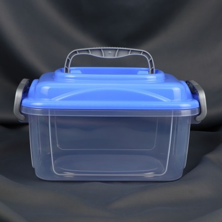 Boxing for storing sewing accessories, with a lid, 28.5 × 19.5 × 15.5 cm, the color is transparent/blue-2