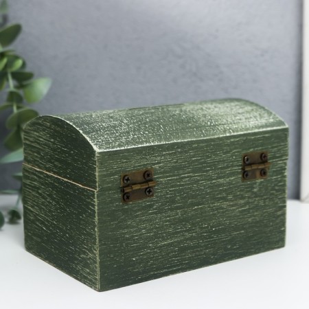 Casket wood "chest" dark green 8x8x12 cm-3