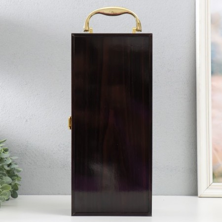 Casket Wood for a bottle "Corona - Crown and Lions" Dark Tree 3 objects 15x11x35 cm-7