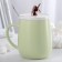 Ceramic mug with a lid and spoon "Golden Horn", 450 ml, color mix