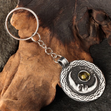 Amulet "Sun and Moon" with a stone topaz, 35x42 mm, metal-4