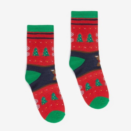 Women's socks "deer", red color, size 23-25-1