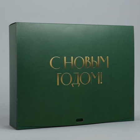Happy New Year folding box, embossing, green, 31 x 24.5 x 9 cm, New Year-4