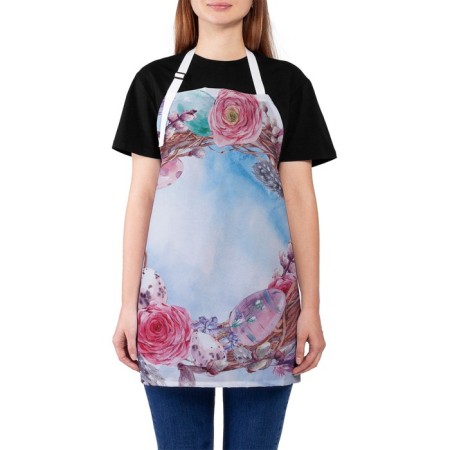 Apron kitchen with a photo print "Easter wreath", adjustable, size OS