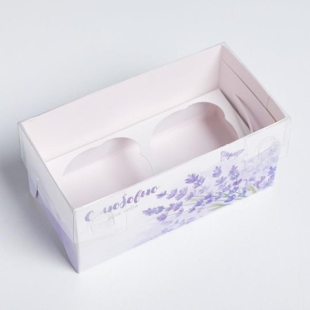 Capcake box, confectionery packaging, 2 cells “With love for you”, 16 x 8 x 7.5 cm-2