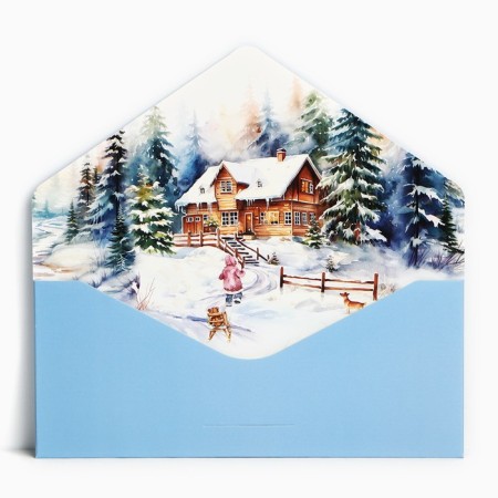 Envenue for Money Gift "Happy Year", house, software touch, embossing, 19 x 9.2 cm, New Year-2