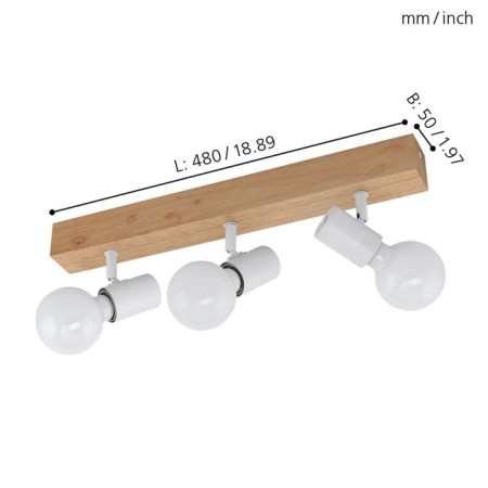 Townshend 3x60W lamp E27 Brown, white-2
