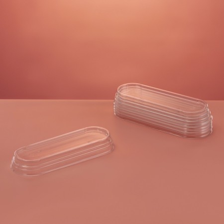 A plastic disposable lid for oval “lemoncello” cream, 12.5 × 4.5 × 1.5 cm-2