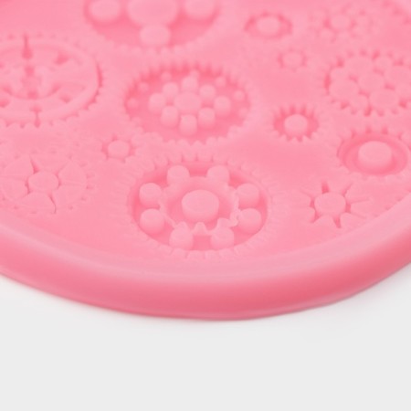 Mold Dolyana "gears", silicone, 10.5 × 10.5 cm, pink color-2
