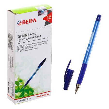 Ballpack handle Beifa with a rubber holder, blue rod, 0.7 mm