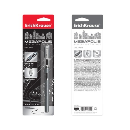 Gel handle Megapolis Gel, node 0.5 mm, black ink, letter line length 500 meters, in a blister-2