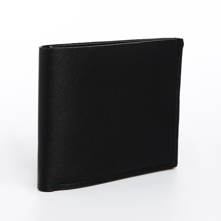 Male purse without fastening, department for maps, for bills, black color