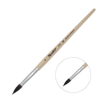 Synthetics brush, simulation of proteins, round, rubloff series 1f10 No. 8, a short handle is saturated with varnish, white clip