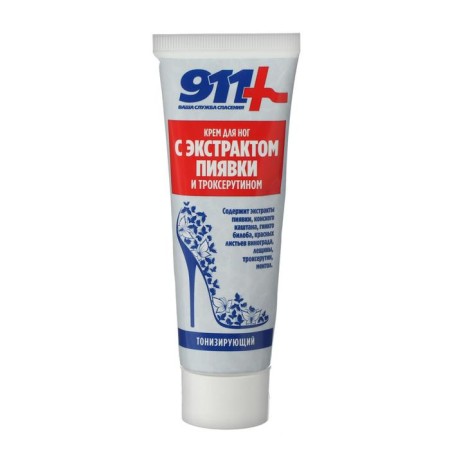 Foot cream "911" with leech extract and troxerutine, tonic, 85 ml-4