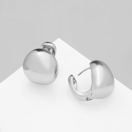 Earrings Metal "Chord" hemisphere, gloss, color silver-1