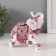 Souvenir Polystone "White Elephant. Burgundy Popon with Flower and Straza" Right 12x6x12 cm