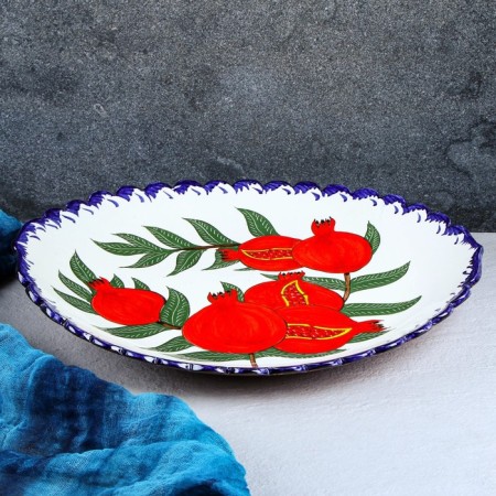 Largan Rishtan ceramics "Grenat", 41 cm, oval, corrugated-4