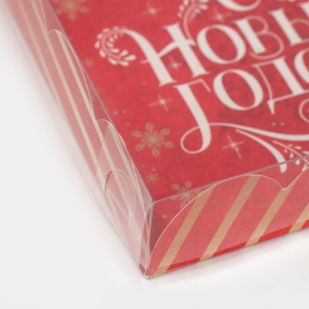 Box for confectionery products with PVC lid "Retro", 13 x 13 x 3 cm, new year-6