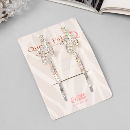 Invisibility for hair "Florence" (set 2 pcs) leaflets, 6 cm, silver-2