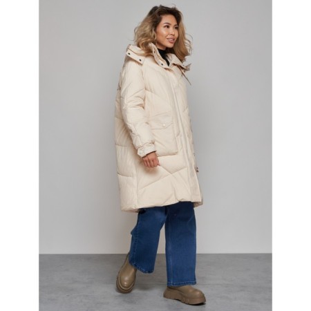Coat insulated winter female, size 48, beige color-1