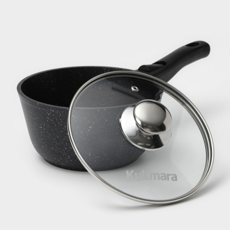 A set of kitchen utensils “Marble No. 3”, 6 objects, a lid, a removable handle, anti -stick coating, color dark marble-6