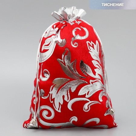 Bag gift plush "Santa Claus", embossing, 20 x 30 cm +/- 1.5 cm, New Year-1