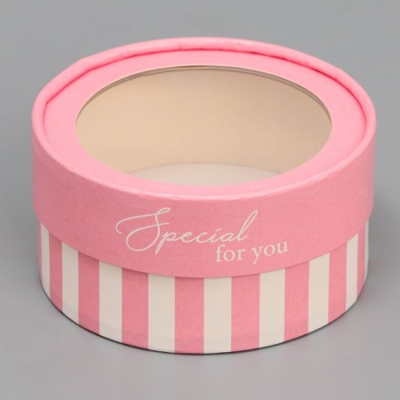 Makarun box, confectionery packaging tube with a window for you, 12 x 12 x 5 cm