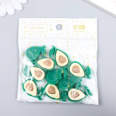 Decor for creativity plastic "Half of the avocado with a leaf" set 10 pcs 3x1.9 cm-3