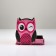 Chancellery stand wooden "owl", with a print, pink