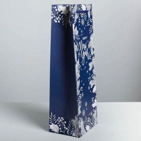 Package for a Kraft bottle "Happy New Year!", 13 x 36 x 10 cm, New Year-2