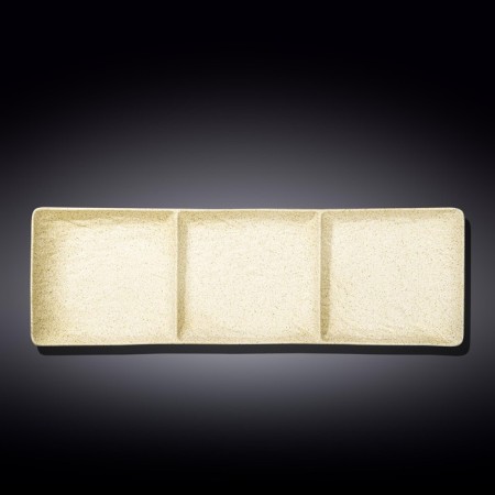 Rectangular dish Wilmax England Sand Stone, 3-section, size 40.5x13 cm, sandy color
