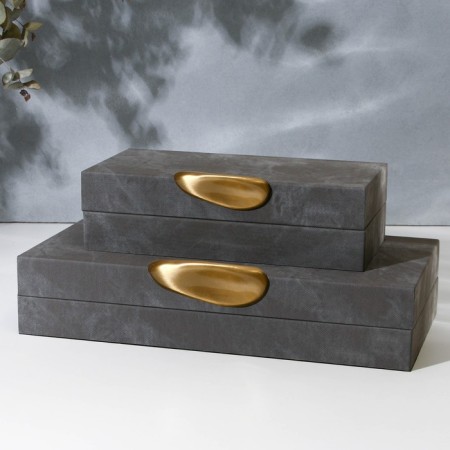 The casket for jewelry "gray marble" eco -leather, set 2 pcs.-7