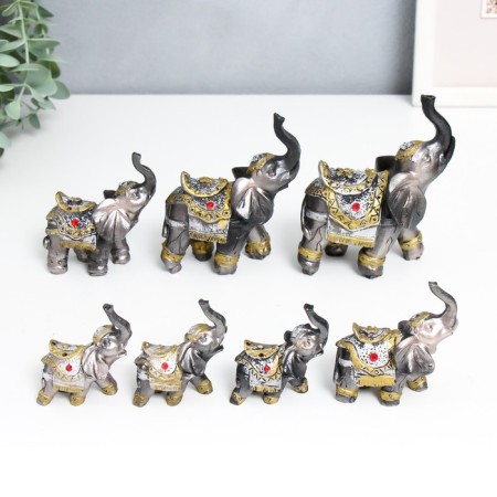 Polystone souvenir "Seven Knights Elephants" H-11.2; 10.5; 9.5; 8.5; 7.5; 6.5; 5.5 cm