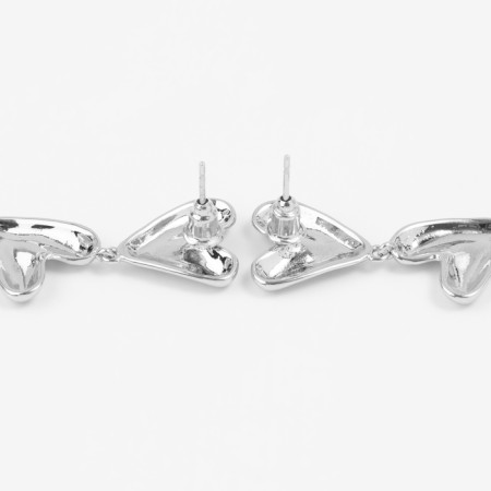 Earrings Metal "Heart" Connection, Silver Color-2