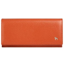 Wallet on the button, Dep. For bills/maps (6)/coins, coral color 18x9x2.5cm