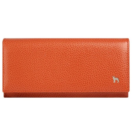 Wallet on the button, Dep. For bills/maps (6)/coins, coral color 18x9x2.5cm