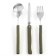 A set of folding devices "to new heights", spoon, fork, knife