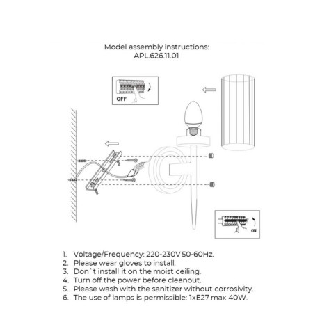 Wall lamp (sconces) Klaris E27 40W-6
