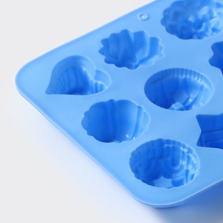Baking uniform “German cupcake, rose”, silicone, 16 × 21 cm, 12 cells, blue color-4