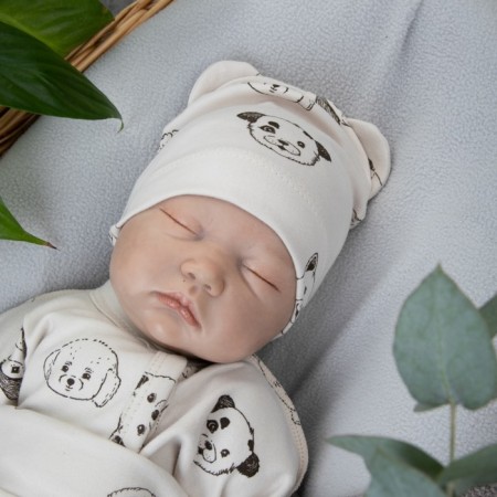 Hat with ears of children's kinderlitto "soft cotton", age 6-12 months, 3 pcs-3