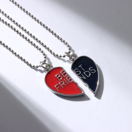 Kulons "Demetrons" Best Friends, Heart, Red-blue color in silver, 45 cm-1