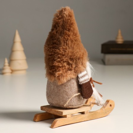 Interior doll "Granny in a fur cap on a sled" 22.5 cm-3