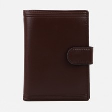 Male purse on the button, 3 in 1, for auto documents, passports, cards, bills, brown color