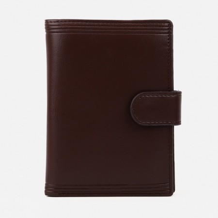 Male purse on the button, 3 in 1, for auto documents, passports, cards, bills, brown color