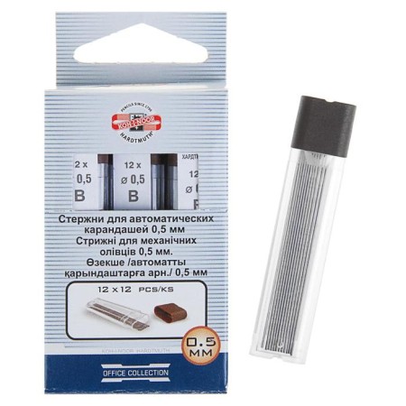 Grifles for mechanical pencils 0.5 mm, KOH-I-NOOR 4152 B, 12 pieces, in case