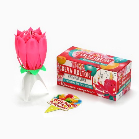 Candle for cake musical "Tulip", pink-1
