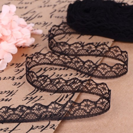 Capricon lace, 15 mm × 10 ± 1 m, black color No. 2