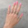Set of rings 10 pieces "trend" lady, white color in silver, size mix